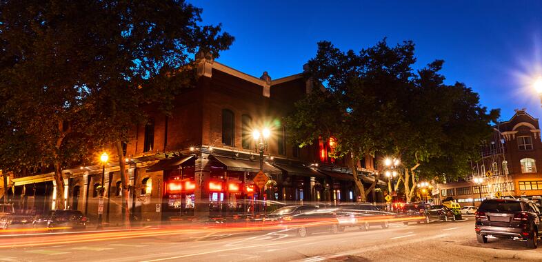 Image of street corner of a city block in Portland Oregon