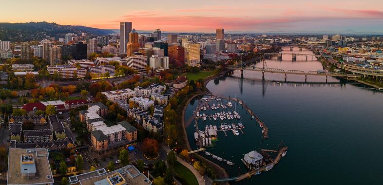 Portland skyline and Willamette River